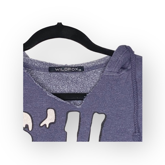 Y2K: OG Wildfox ☻︎ S’il Vous Plait Melted Letters Pullover Hoodie ☻︎ Navy Blue - Picture 5 of 16